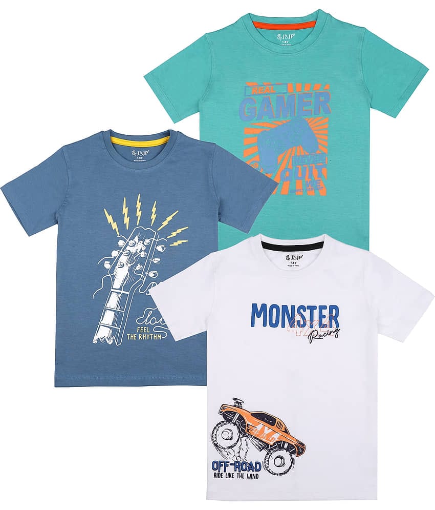 J&JP Pack of 1 Boys Cotton Blend T-Shirt ( Multi Color )