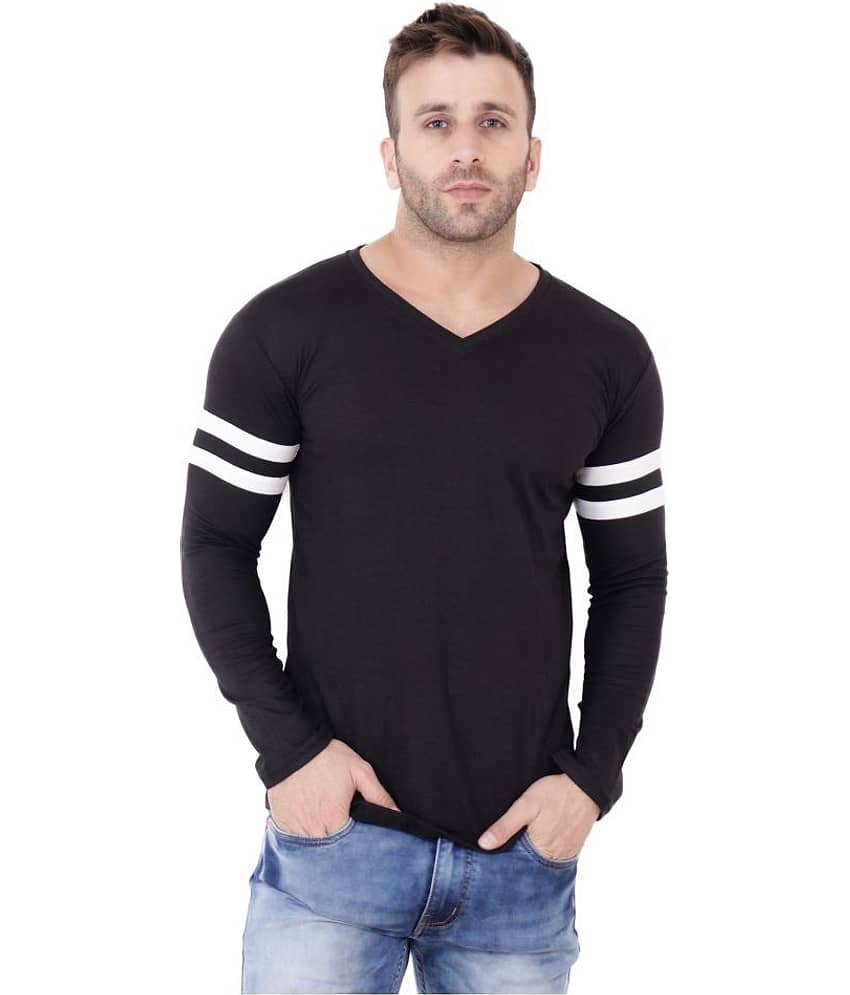 Tfurnish Cotton Blend Black Solids T-Shirt