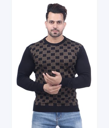 FEVERFEW Cotton Blend Round Neck Men's Full Sleeves Pullover Sweater - Black ( Pack of 1 )