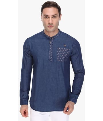 Kuons Avenue - Blue Cotton Men's Regular Kurta ( Pack of 1 )