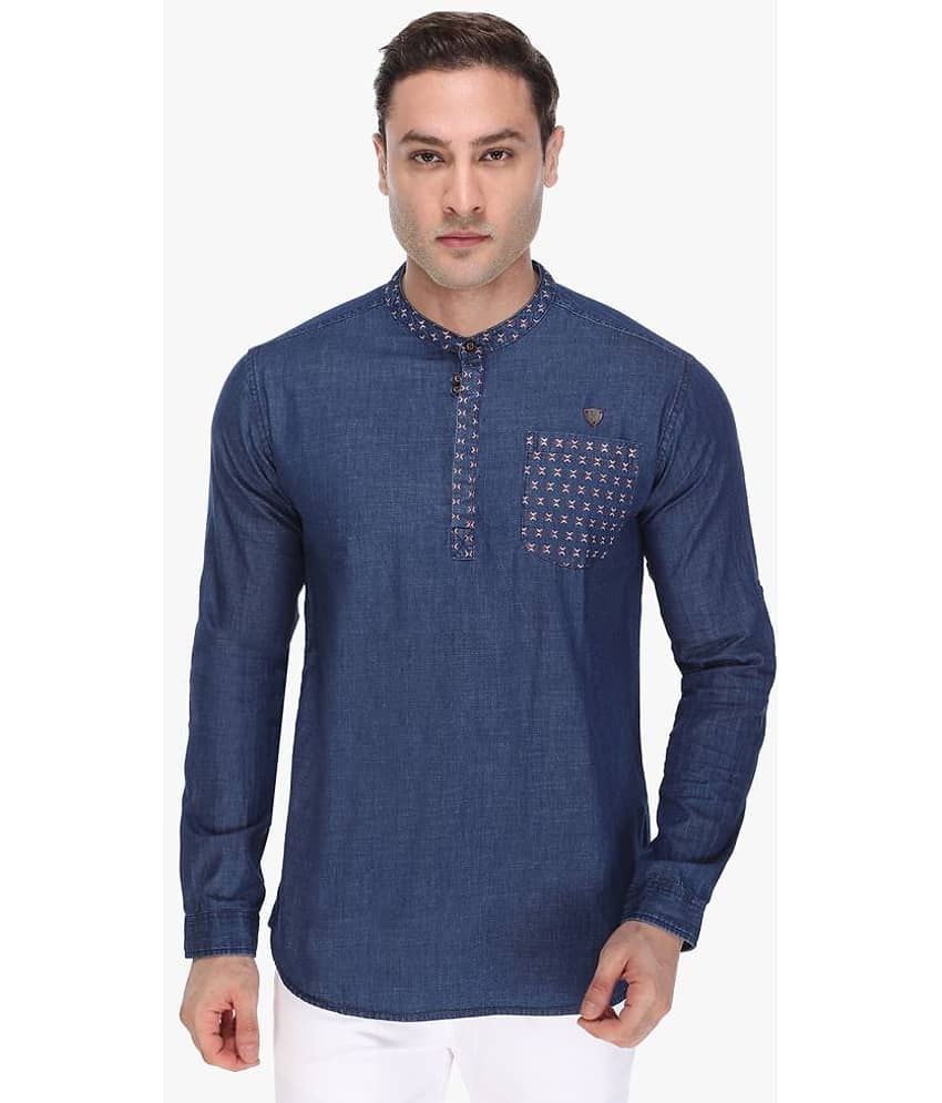 Kuons Avenue - Blue Cotton Men's Regular Kurta ( Pack of 1 )