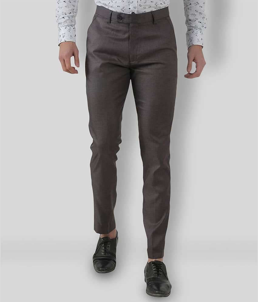 Inspire Clothing Inspiration - Grey Polycotton Slim - Fit Men's Formal Pants ( Pack of 1 )