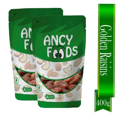 Ancy Munakka 400 Grams (200 Grams X 2) - Golden Raisins | Abjosh Munakka | Boost Immunity & Vitality | Sweet Fruity Taste and Soft Chewy Texture | Healthy Snack for Kids and Office Workers