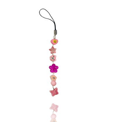 Pink Floral - Mini Phone Charm