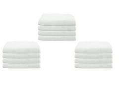 Gethitched Creations 100% Cotton 12 Pieces Solid White Hand & Face Towels or Napkins 375 GSM, 25 cm x 25 cm