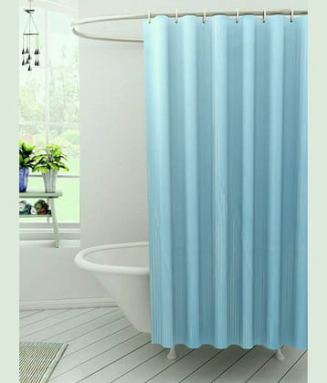 CASA FURNISHING Blue PVC Shower Curtain ( Single )