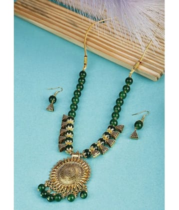 Sunhari Jewels Green Alloy Necklace Set ( Pack of 1 ) - Green
