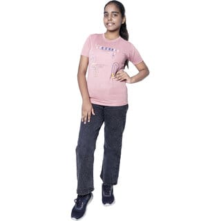 Kid Kupboard Cotton Girls T-Shirt, Light Pink, Half-Sleeves, Above 14 Years KIDS6920