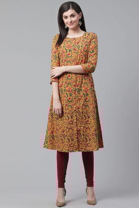 Women Cotton Trendy Festive Wear Orange Printed Kurti VCK1529