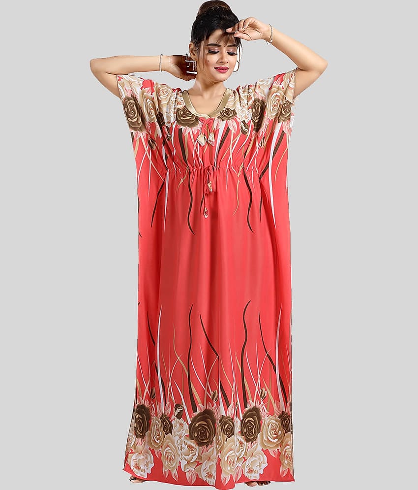 Gutthi Pink Satin Women's Nightwear Kaftan Night Dress ( Pack of 1 )