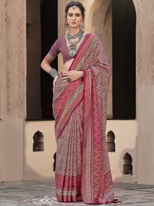 Multicolor Pure Crepe Printed Patola Designer Saree