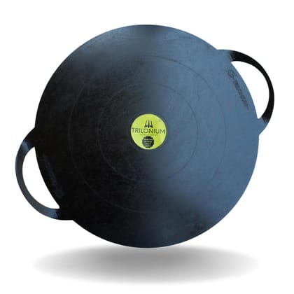 Trilonium Triple Seasoned Iron Boulder Flat Griddle Tawa, round 15 inches