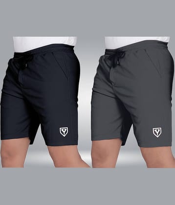 Septem Dark Grey Polyester Men's Gym Shorts ( Pack of 2 )