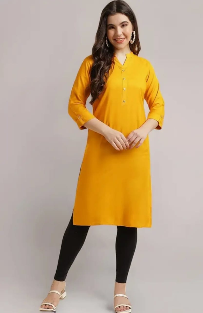 Reyon Plain Solid Kurti
