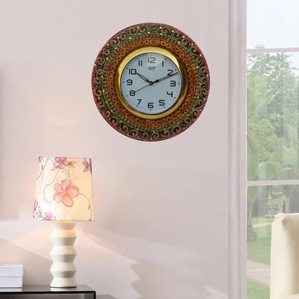 Papier-Mache Kundan Studded Handcrafted Wall Clock