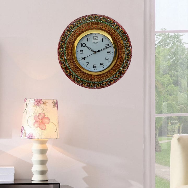 Papier-Mache Kundan Studded Handcrafted Wall Clock