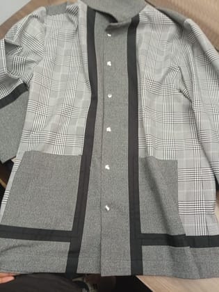 CHECK BORDER STRIPED SHIRT-S / Multi