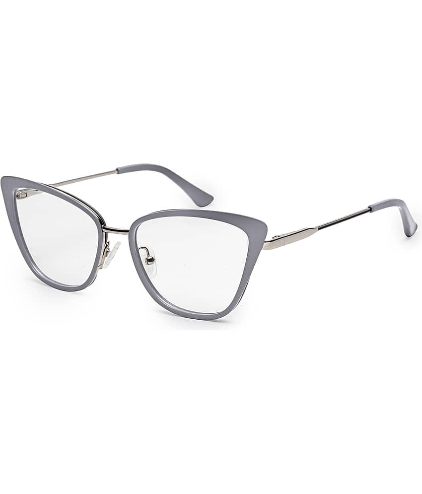 YourSpex Light Grey Cat Eye Eyeglass Frame ( Pack of 1 )