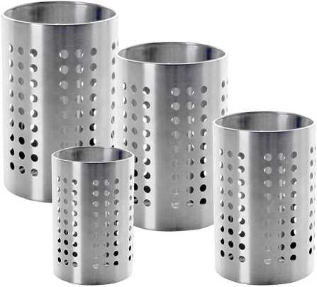 Keval  Stainless Steel Multipurpose Cutlery Holder  Spoon Holder - Size 7, 8, 9 and 10 cm - Pack of 4 (Silver)