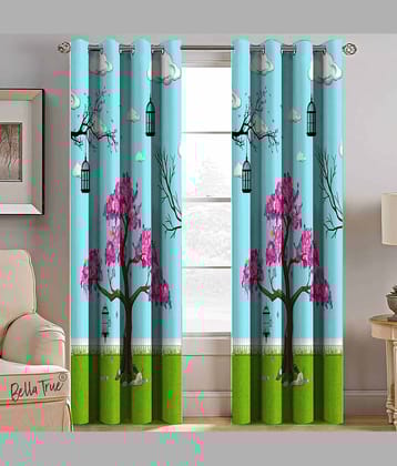 BELLA TRUE - - Multicolor Pack of 2 Polyester Door Curtain (4 ft X 7 ft)