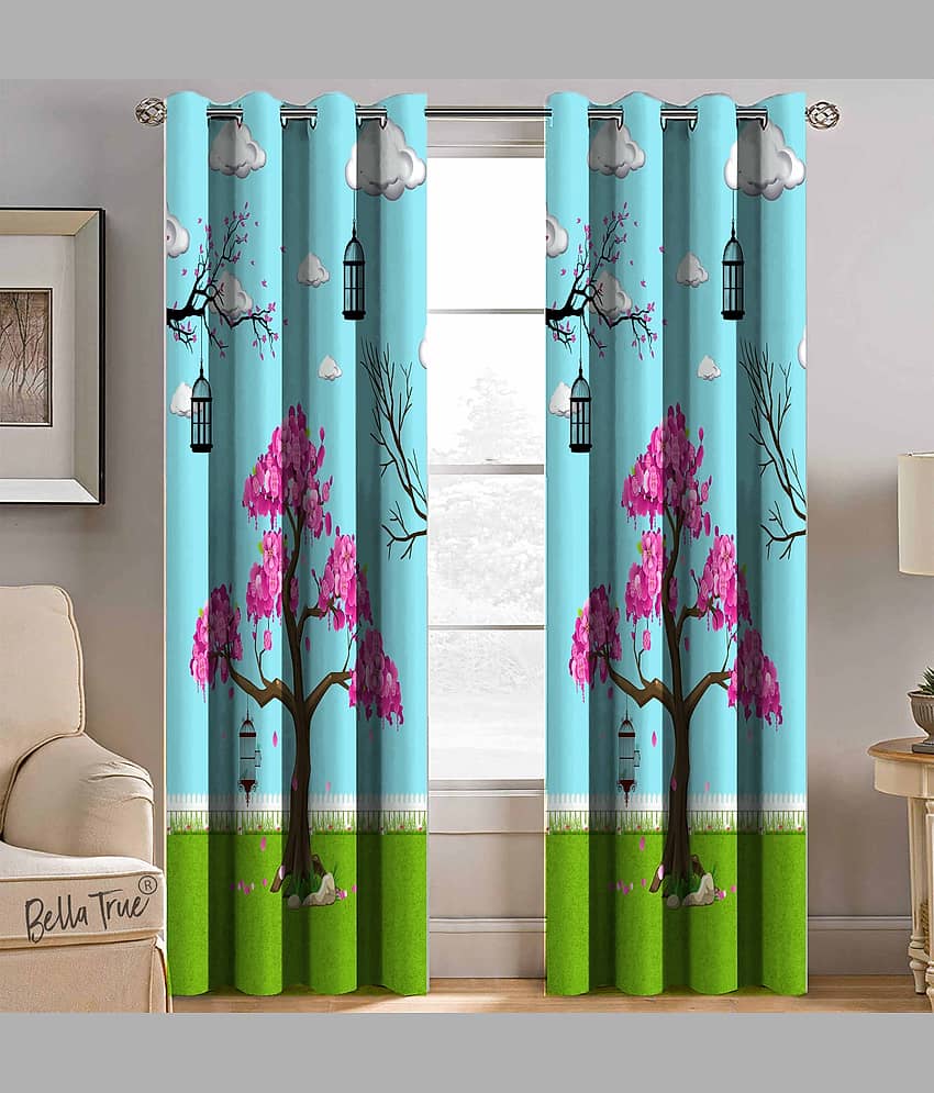 BELLA TRUE - - Multicolor Pack of 2 Polyester Door Curtain (4 ft X 7 ft)