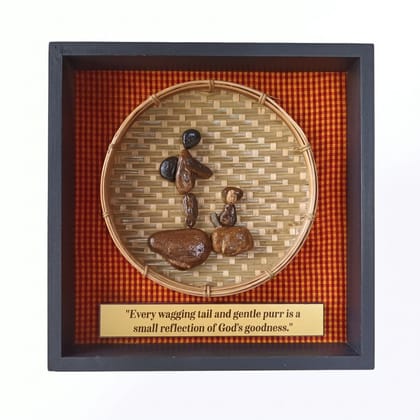 HANDCRAFTED PEBBLE ART PET THEME WALL FRAME