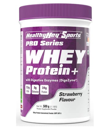 HealthyHey Sports Whey Protein Concentrate - Strawberry - 500 g 500 gm