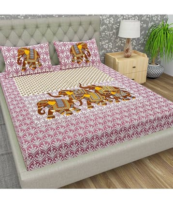 Cosito Cotton 1 Double Bedsheet with 2 Pillow Covers ( Pink )
