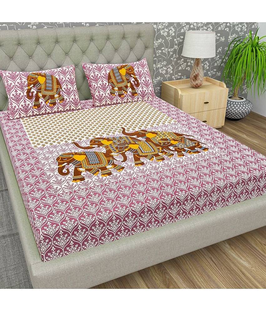 Cosito Cotton 1 Double Bedsheet with 2 Pillow Covers ( Pink )