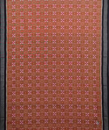 Brown and black handwoven sambalpuri cotton saree