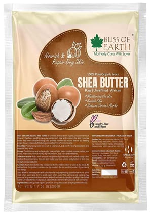 Bliss of Earth Organic Ivory Shea Butter 200GM For Skin Raw & Unrefined African, Great For Face, Skin, Body, Lips, DIY products, Now in Refill Pack Bliss of Earth Organic Ivory Shea Butter 200GM For Skin Raw & Unrefined African, Great For Face, Skin, Bod