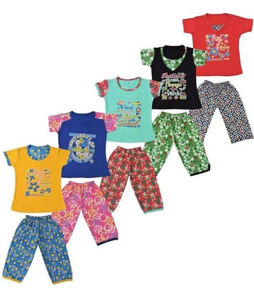 NARPAVI TRENDS Pack of 5 Girls Cotton Nightsuit Set ( Multi Color )
