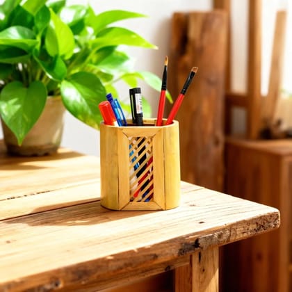 Tisser Brown Wooden Pen Holder – Premium Handcrafted Eco-Friendly Product