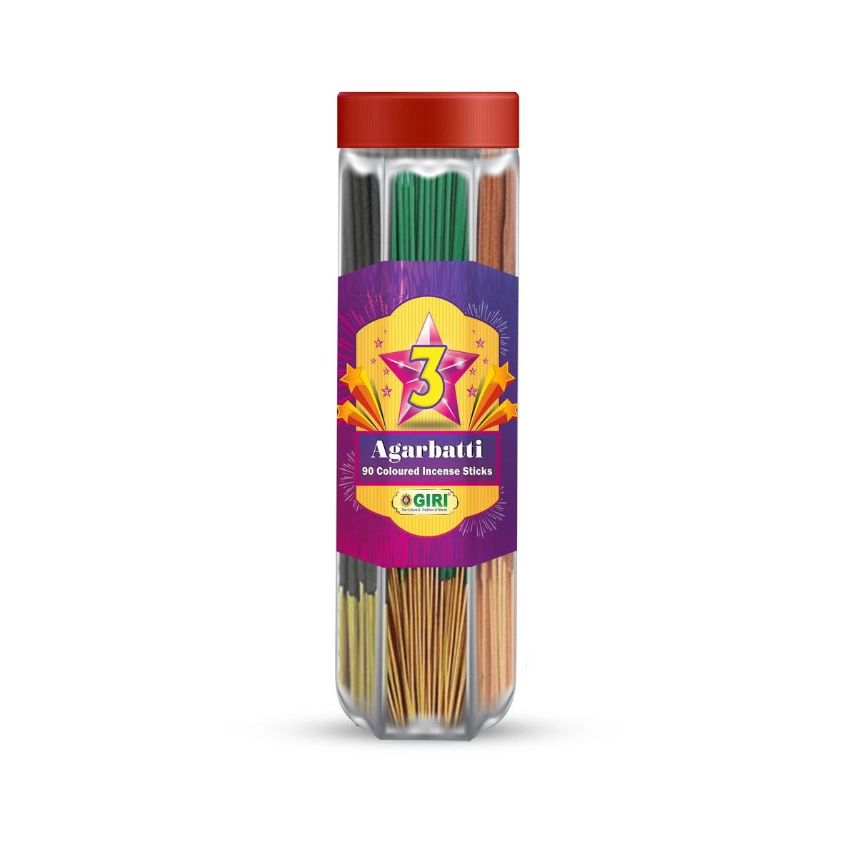 Giri Three Star Incense Sticks - 90 Sticks | 3 Star Agarbathi | Agarbatti for Pooja & Prayer