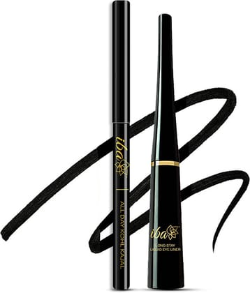Iba All Day Kohl Kajal, Long Stay Liquid Eyeliner Combo, (Pack of 2)