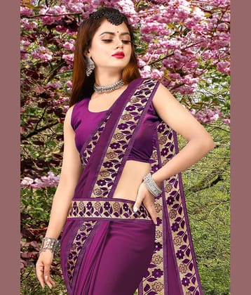 WXW Fashion Lycra Embroidered Regular Saree With Unstitched Blouse Piece ( Blue )