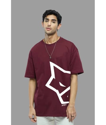 Leotude Pack of 1 Cotton Blend Oversized Fit Men's T-Shirt ( Maroon )