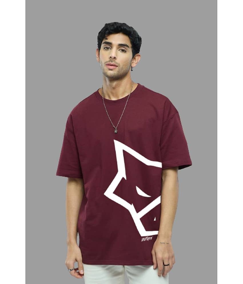 Leotude Pack of 1 Cotton Blend Oversized Fit Men's T-Shirt ( Maroon )