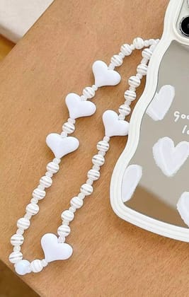 White Heart Charm Bracelet Lanyard Accessory