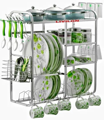 L LIVILON Wall Mount Kitchen Utensils 4 Shelf Dish Rack