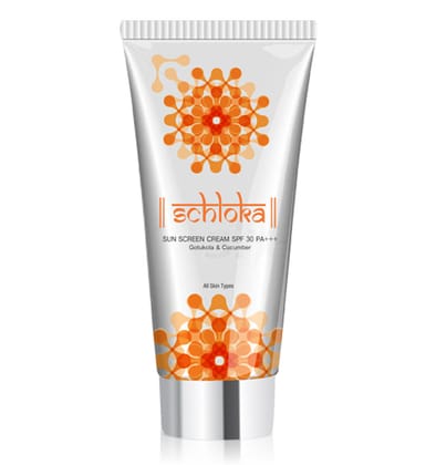 Schloka Sun Screen Cream Spf 30 Pa Plus Plus Plus With Gotukola and Cucumber 60 ml