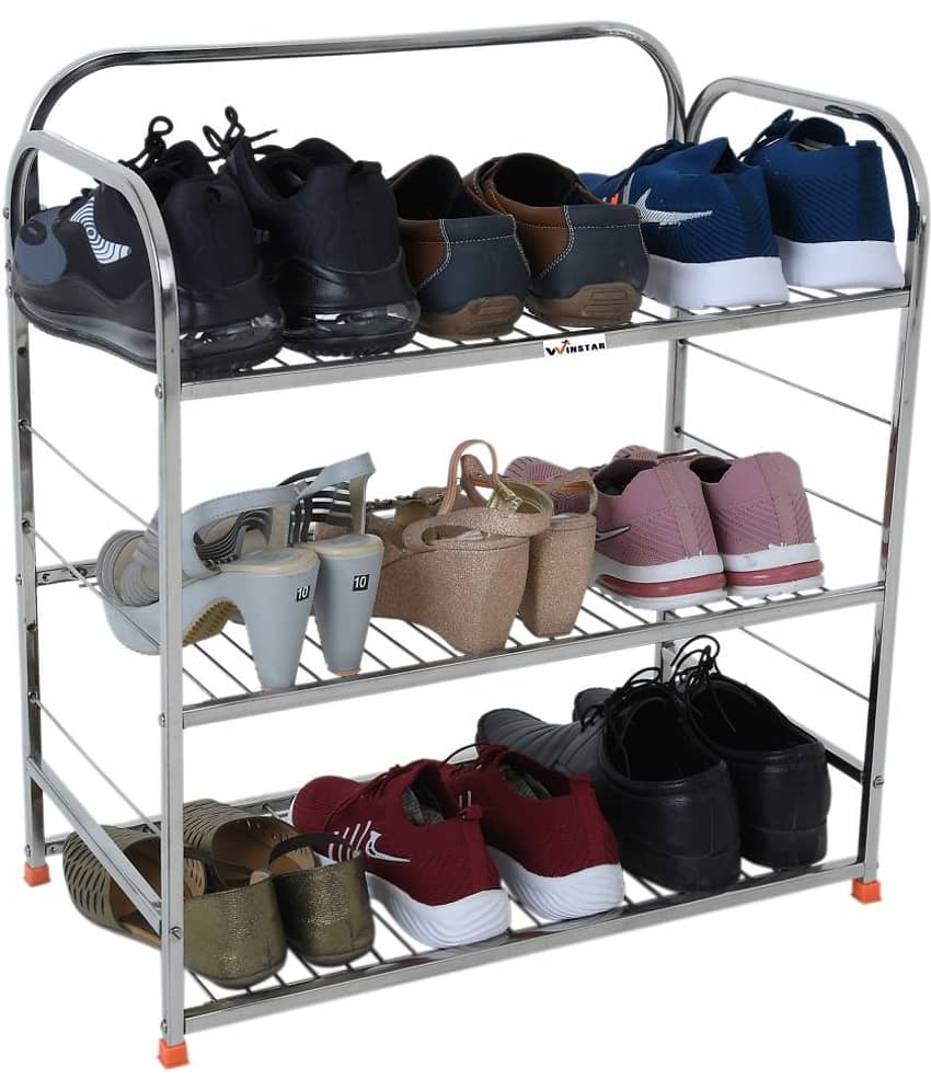 Winstar Stainless Steel 3 Tier Shoe Rack Silver