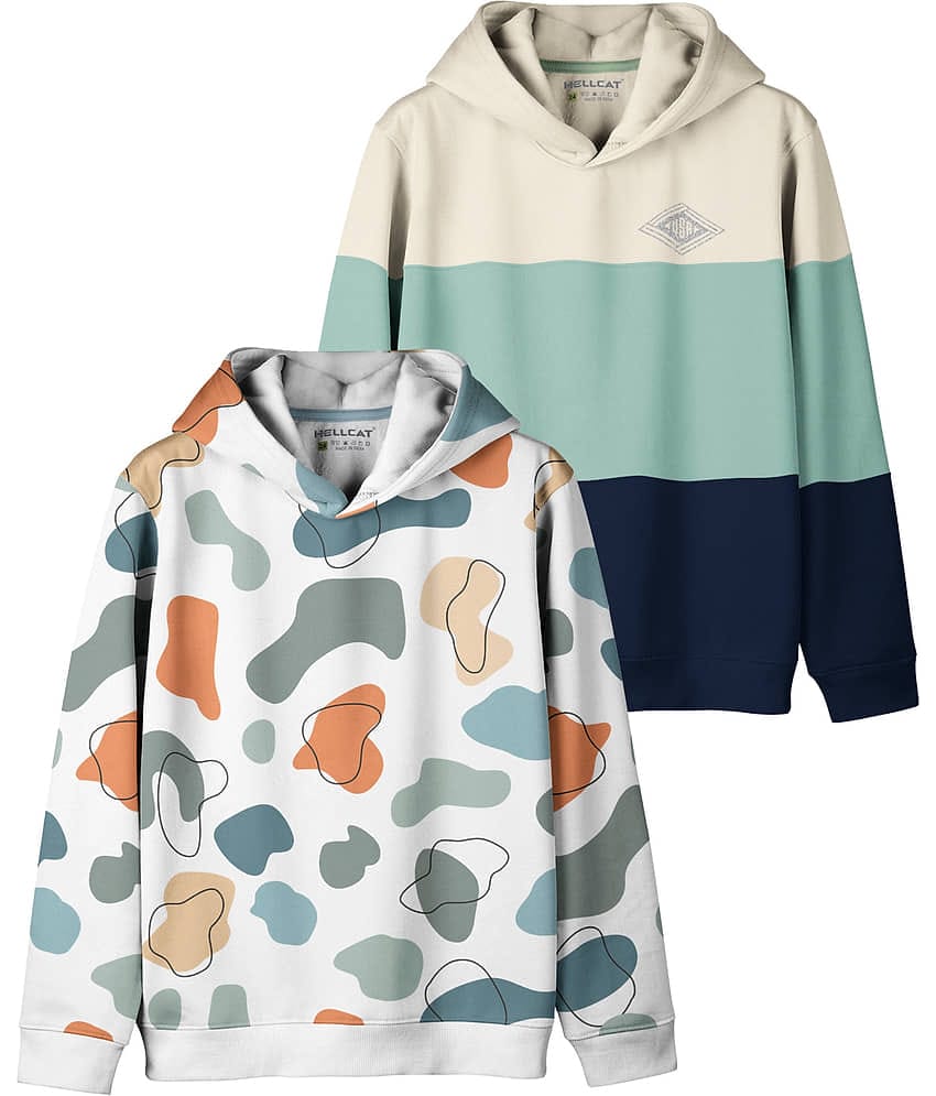 HELLCAT Pack of 2 Girls Cotton Blend Sweatshirt ( Sea Green )