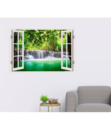 Asmi Collection Beautiful Waterfall Nature Window Illusion Wall Sticker ( 60 x 90 cms )
