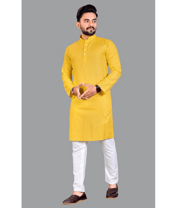 YUG ART - Olive Green Cotton Blend Regular Fit Men's Kurta Pyjama Set ( Pack of 1 )