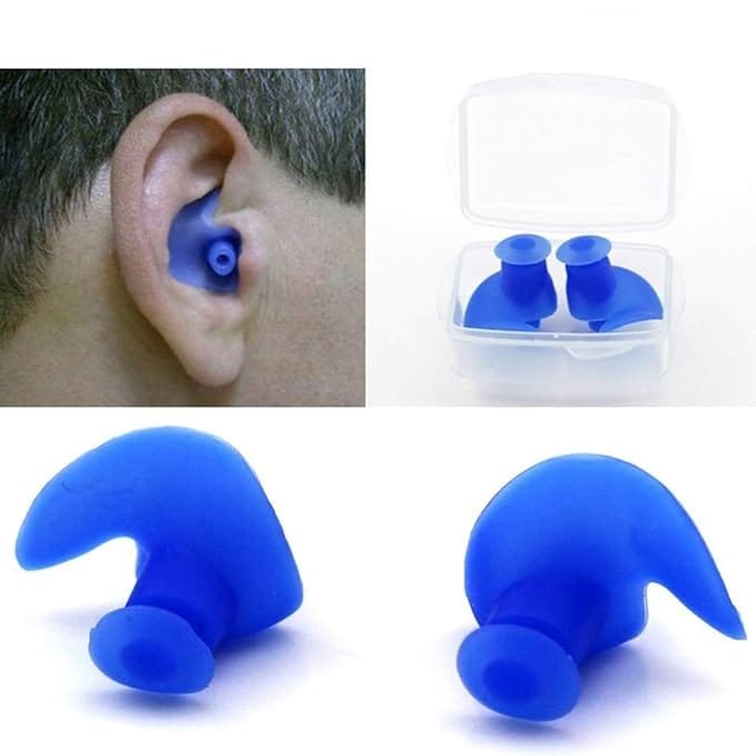 Rudra Waterproof Swimming Professional Silicone Earplugs for Adult Swimmers Children Ear Plug (Blue)