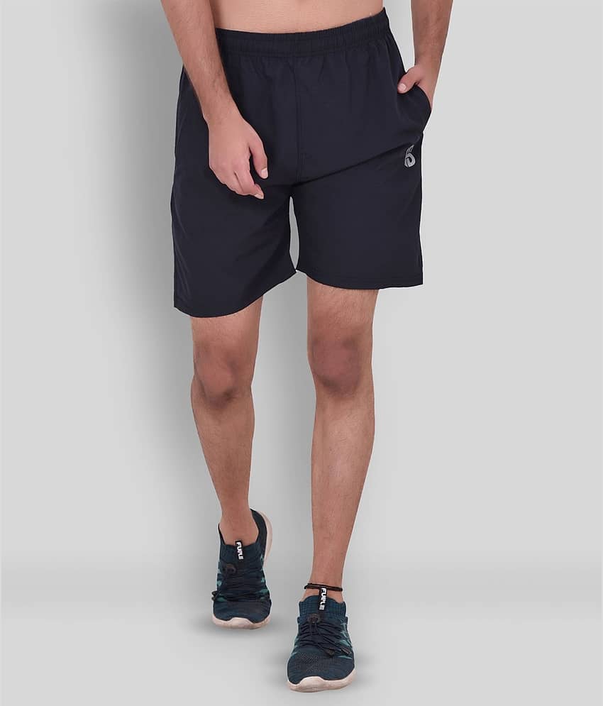 4B Black Polyester Lycra Fitness Shorts Single