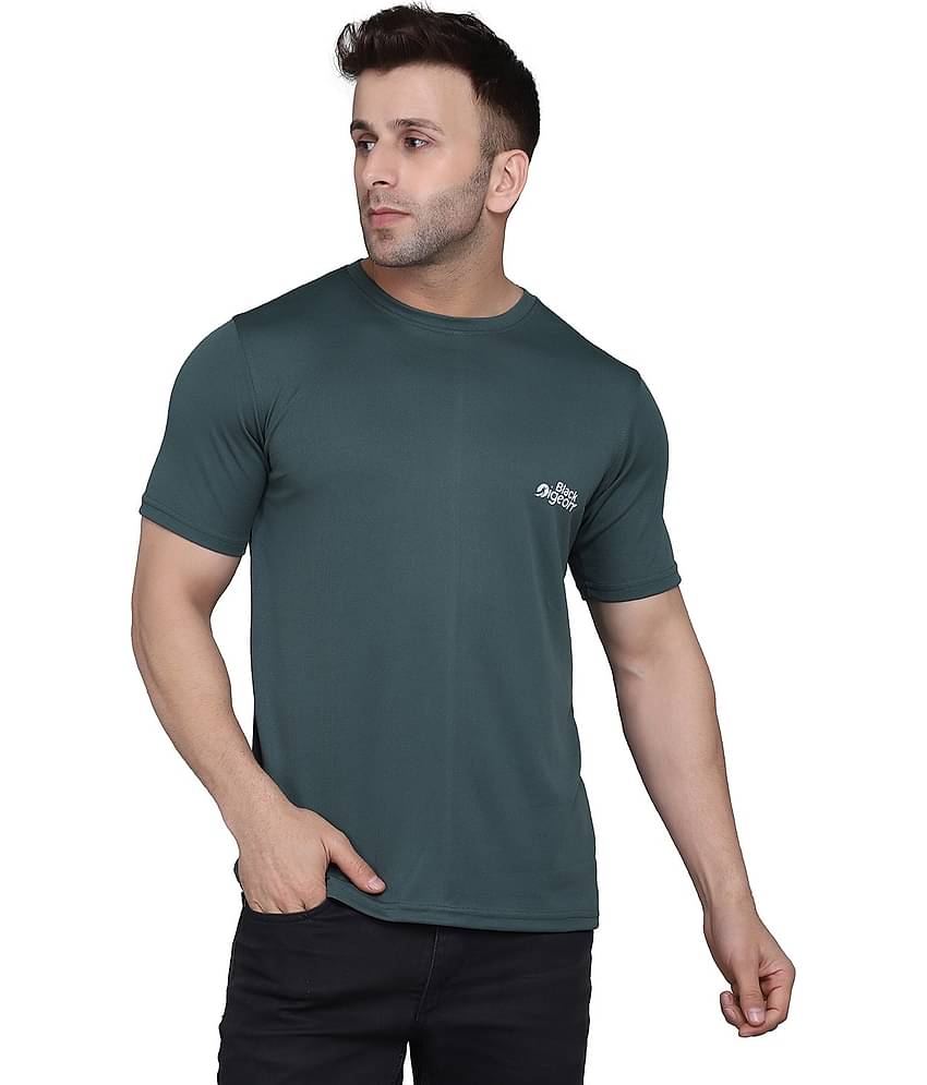 Black Pigeon Polyester Regular Fit Solid Half Sleeves Men's Round T-Shirt - Green ( Pack of 1 )