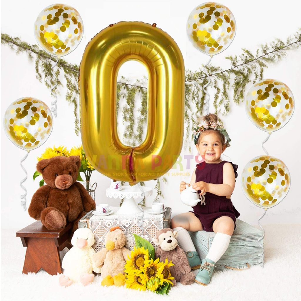 Number 0 Golden Balloon – Helium Quality - 40 inches - 1PC - Party and Festive Needs | Buy online on ZillyBuy