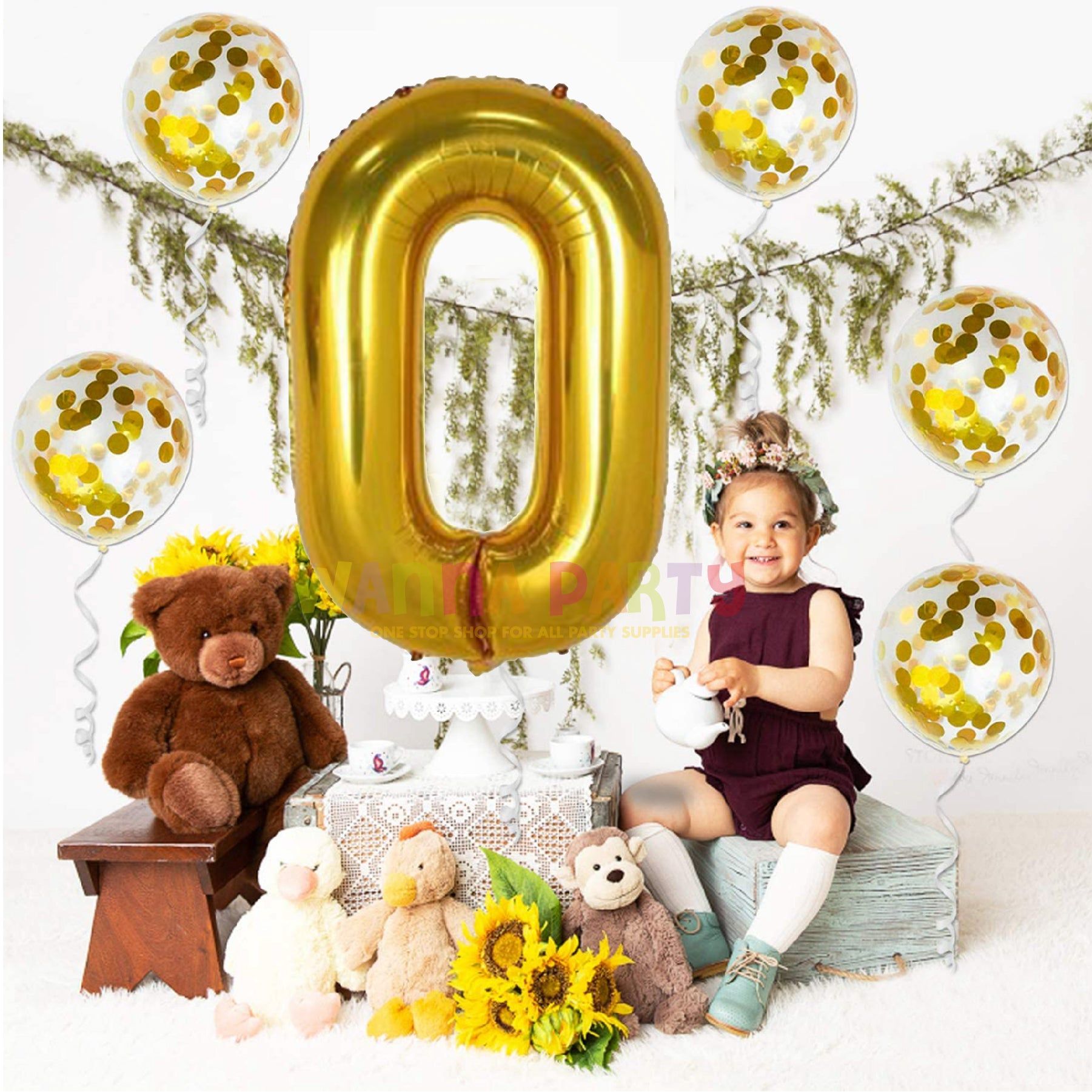 Number 0 Golden Balloon – Helium Quality - 40 inches  - 1PC